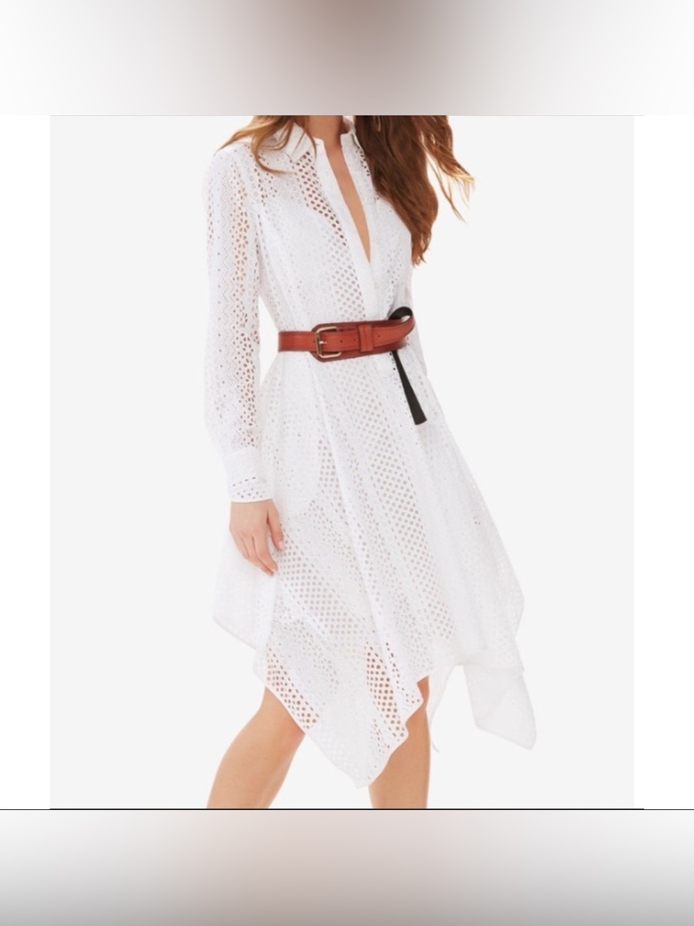 BCBGMaxAzria Beatryce White Eyelet Midi Shirtdress – Size XS - Picture 2 of 13